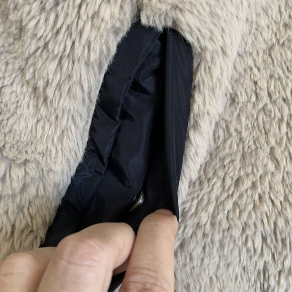 Levi’s Women Sherpa Bomber Jacket L Ivory Blue Full Zip Pocket Quilted Lined Y2K - Picture 6 of 12